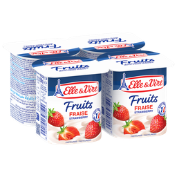 ELLE & VIRE Dessert lacté aux fraises ELLE & VIRE 4x125g