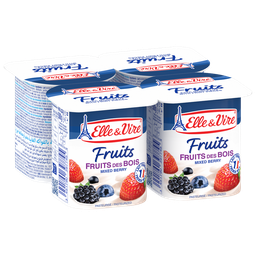 ELLE & VIRE Dessert lacté avec des fruits des bois ELLE & VIRE 4x125g