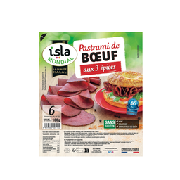 ISLA MONDIAL Pastrami de ternera a las 3 especias halal 6 lonchas 100 g