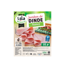 ISLA MONDIAL Jamón de pavo halal sin gluten 120 g