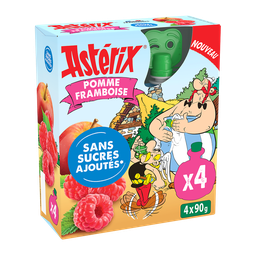 LES VERGERS DE CHATEAUBOURG Compota de Maçã e Framboesa Astérix Sem Açúcares Adicionados 4x90g