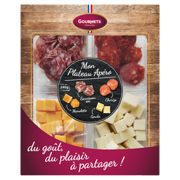 GOURMETS CHARCUTIERS Mon Plateau Apéro Salchichón Chorizo Mimolette Gouda 240 g