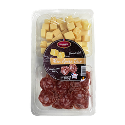GOURMETS CHARCUTIERS Bandeja Dúo Aperitivo Dados de Emmental y Salchichón 200 g