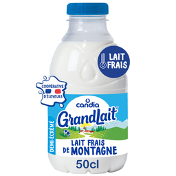CANDIA Lait frais de Montagne demi-écrémé Grandlait 50 cl