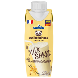 CANDIA Boisson lactée Milkshake Vanille Macadamia COLUMBUS Brique 25 cl