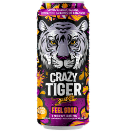 CRAZY TIGER Boisson Énergisante Ananas Banane et Extrait Graines de Chanvre Sans Sucres 50 cl