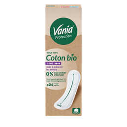 VANIA Salvaslip Long Algodón Orgánico Protección Velo Suave, caja de 24