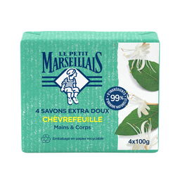 Le Petit Marseillais Savon Solide Extra Doux Mains Et Corps Chèvrefeuille 4X100G