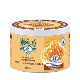 Le Petit Marseillais Masque Cheveux 4 En 1 Nutrition Miel Et Karité Bio Cheveux Secs Et Cassants 370Ml