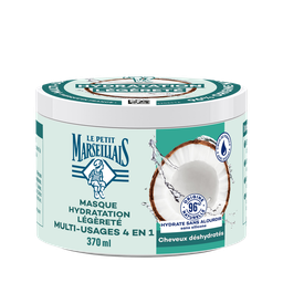 Le Petit Marseillais Masque Cheveux 4 En 1 Hydratant Eau De Coco Bio Cheveux Déshydratés 370Ml