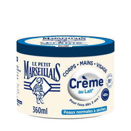 Le Petit Marseillais Crème Hydratante Corps Mains Et Visage Au Lait Peaux Normales À Sèches 360Ml