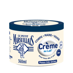 Le Petit Marseillais Crème Hydratante Corps Mains Visage Au Lait Peaux Très Sèches 360Ml