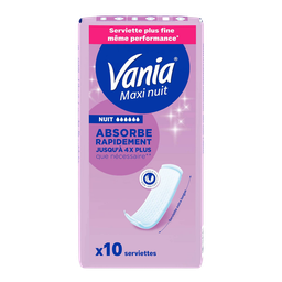 VANIA Compresas Higiénicas Maxi Noche Extra Largas Sin Alas 10 unidades