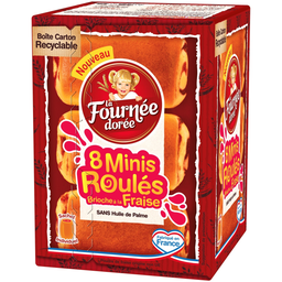 LA FOURNEE DOREE Minis Roulés Brioche à la Fraise, boîte de 8