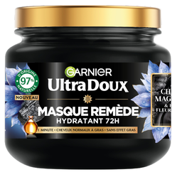 ULTRA DOUX Mascarilla hidratante carbón magnético y aceite de flor de nigella 340 ml