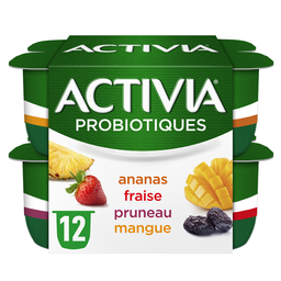 ACTIVIA Yaourts aux fruits bifidus ananas fraise pruneau mangue