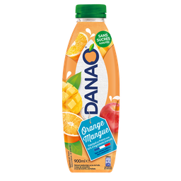 DANAO Boisson au jus de fruits et au lait Orange Mangue 900 ml
