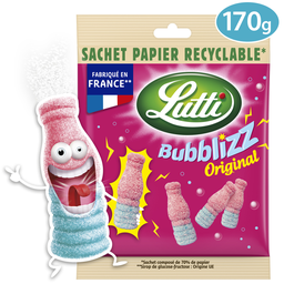 LUTTI Bubblizz original bonbons pétillants goût bubble gum 170 g