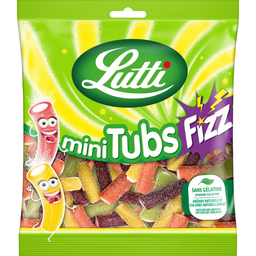 LUTTI Bonbons Mini Tubs Fizz piquants aux fruits 175 g