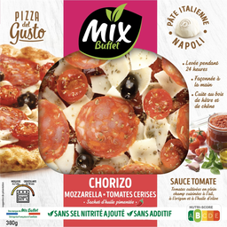 MIX Pizza del gusto chorizo mozzarella tomates cerise sauce tomate 380 g