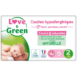 LOVE & GREEN Couches hypoallergéniques écologiques Taille 2, 44 couches