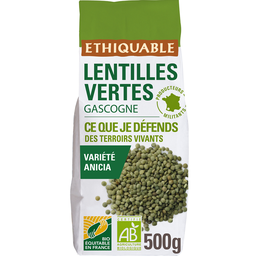 PAYSANS D'ICI Lentilles Vertes Gascogne Bourgogne Bio 500 g