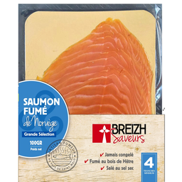 BREIZH Saumon Fumé de Norvège Grande Sélection 100 G