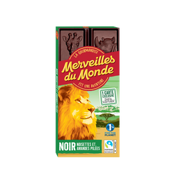 MERVEILLES DU MONDE Tablette chocolat noir noisettes et amandes pilées 1 pièce 100 g