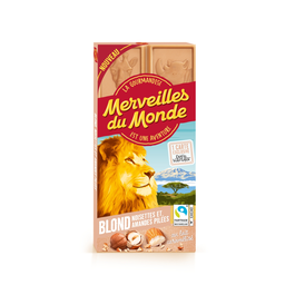 MERVEILLES DU MONDE Tablette chocolat au lait caramélisé noisettes et amandes pilées 1 pièce 100 g