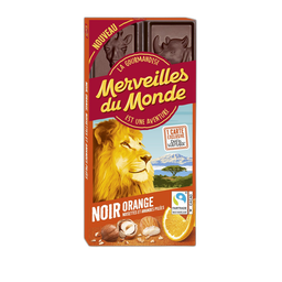 MERVEILLES DU MONDE Tablette chocolat noir orange noisettes amandes pilées 100 g