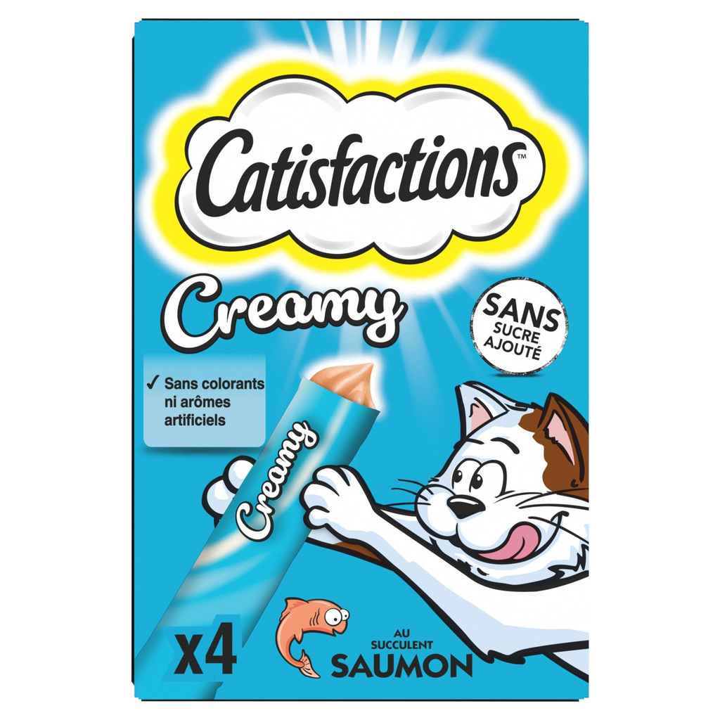 Catisfactions Friandises Pour Chat Adulte Crémeuse Saumon 4X10G