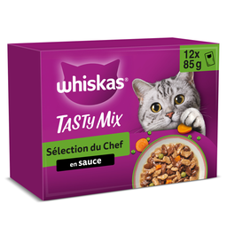 WHISKAS Tasty Mix Seleção do Chef em Molho para Gatos Adultos 12x85g