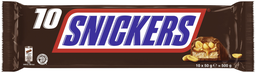 SNICKERS Barritas de chocolate con cacahuetes tostados y caramelo 10 barritas 50 g