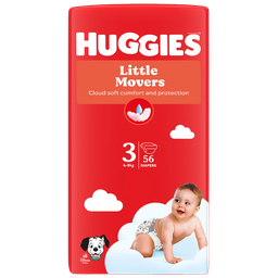 HUGGIES Little Movers Couches Taille 3-4, 56 couches