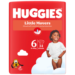 HUGGIES Couches Bébé Little Movers Pants Taille 6 15-30 kg, le pack de 34 couches