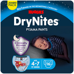 HUGGIES DryNites Sous-vêtements de nuit garçons 4-7 ans 16 pièces