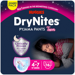 HUGGIES DryNites Sous-vêtements de nuit absorbants pour filles 4-7 ans, 16 pièces