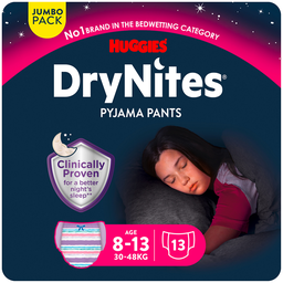 HUGGIES DryNites Sous-vêtements de nuit filles 8-13 ans 13 pièces