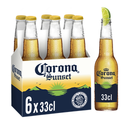 CORONA Sunset Cerveja loira com espirituoso mexicano, lima e açúcar de cana 6 x 33 cl