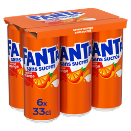 FANTA Bebida gaseosa sabor naranja sin azúcares 6 x 33 cl