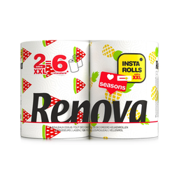 RENOVA Decorated Paper Towels 2-ply, 2 XXL rolls