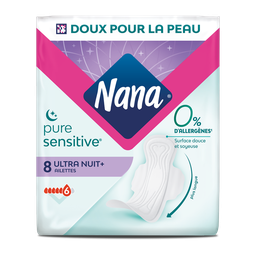 NANA Serviettes hygiéniques ultra PureSensitive Night x8