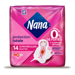 NANA Serviettes Hygiéniques Ultra Régulier Plus avec Ailettes 14 Serviettes