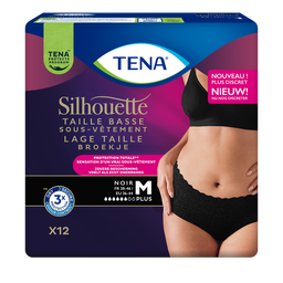 TENA Culottes noires taille basse M Silhouette Plus 12 sous-vêtements