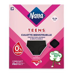 NANA Culotte menstruelle lavable noire Taille 12-14 ans