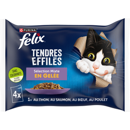 FELIX Tiernos Filetes en Gelatina Selección Mixta para gato adulto 4 x 85 g