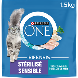 PURINA ONE Croquettes Pour Chat Adulte Stérilisé Sensible Poisson Mer Bifensis PURINA ONE