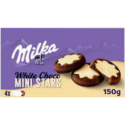 MILKA Galletas Mini Stars rellenas de leche y chocolate blanco 150 g