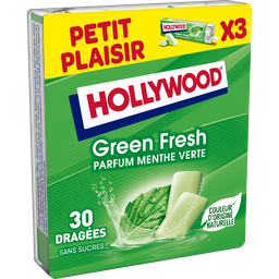 HOLLYWOOD Chewing-gum parfum menthe verte sans sucres Green Fresh 42 g
