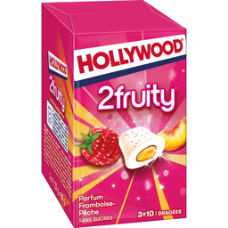 HOLLYWOOD Chewing-gum sans sucres framboise pêche 3x10 dragées 66g